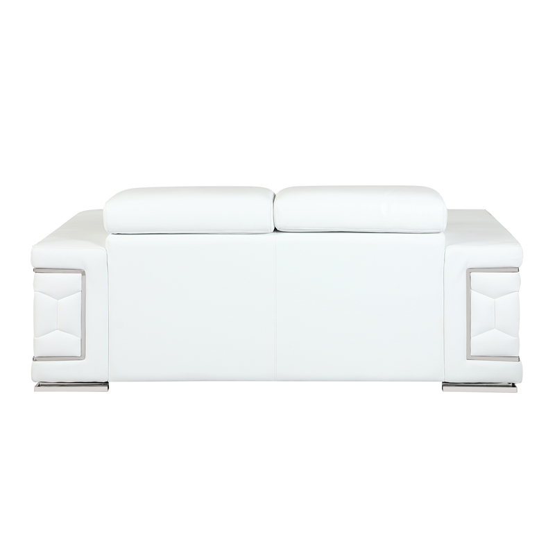 Titan Furnishings Genuine Italian Leather Upholstered Sofa Set in White