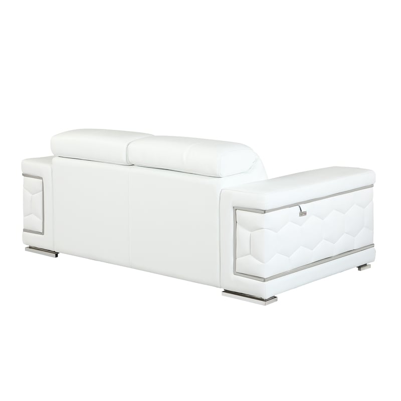 Titan Furnishings Genuine Italian Leather Upholstered Sofa Set in White