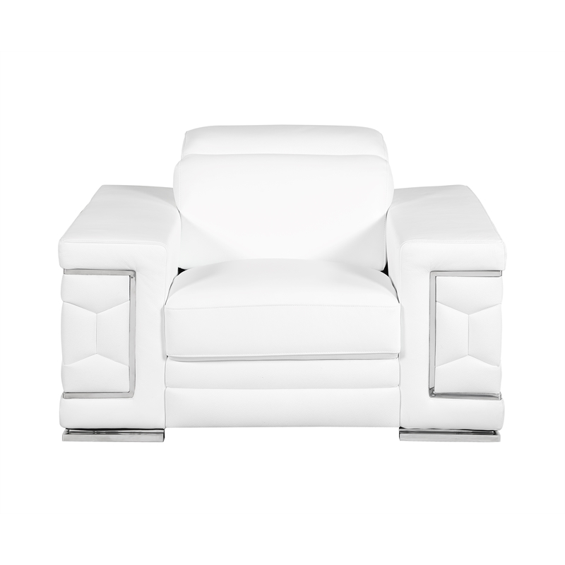 Titan Furnishings Genuine Italian Leather Upholstered Sofa Set in White