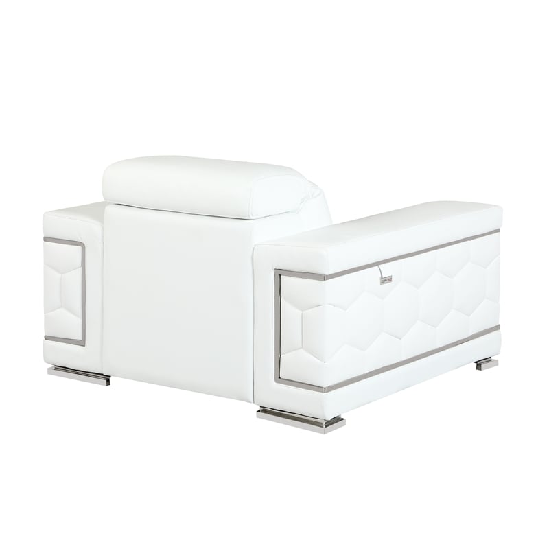 Titan Furnishings Genuine Italian Leather Upholstered Sofa Set in White