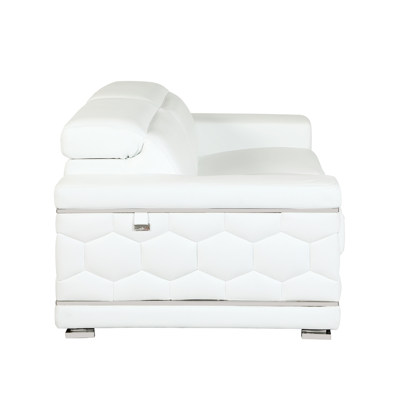Titan Furnishings Genuine Italian Leather Upholstered Sofa Set in White