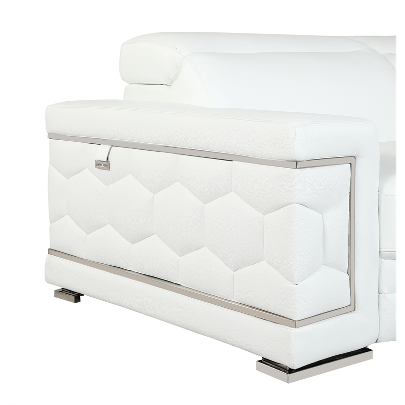 Titan Furnishings Genuine Italian Leather Upholstered Sofa Set in White
