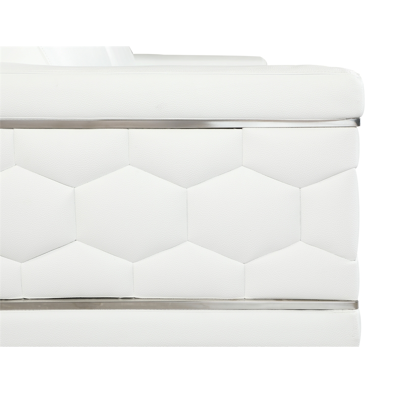 Titan Furnishings Genuine Italian Leather Upholstered Sofa Set in White