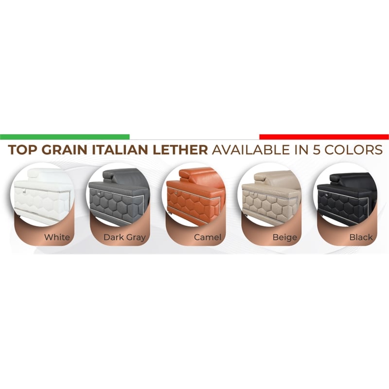 Titan Furnishings Genuine Italian Leather Upholstered Sofa Set in White