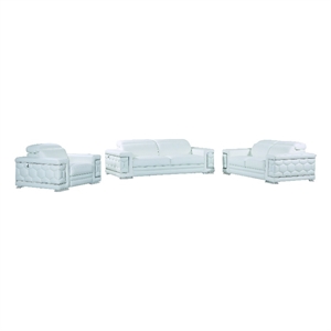 Titan Furnishings Genuine Italian Leather Upholstered Sofa Set in White