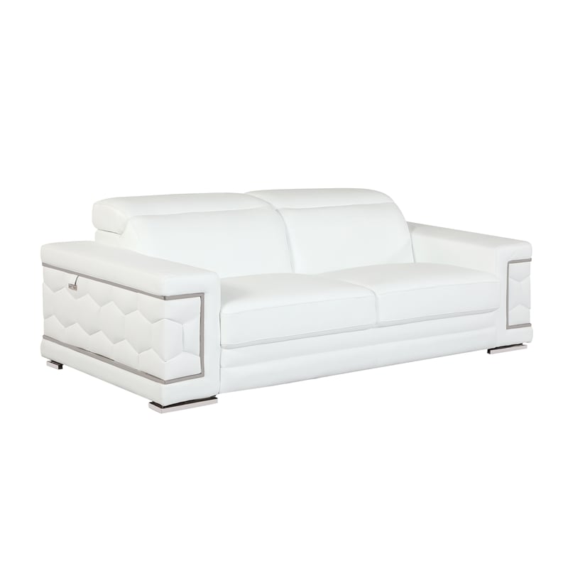 Titan Furnishings Genuine Italian Leather Upholstered Sofa Set in White