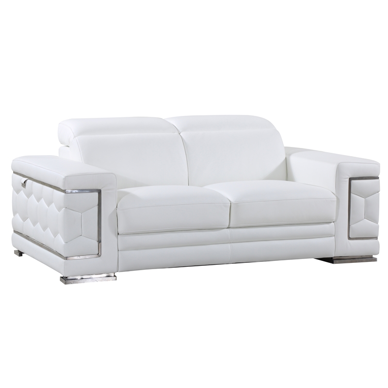 Titan Furnishings Genuine Italian Leather Sofa and Loveseat Set in White