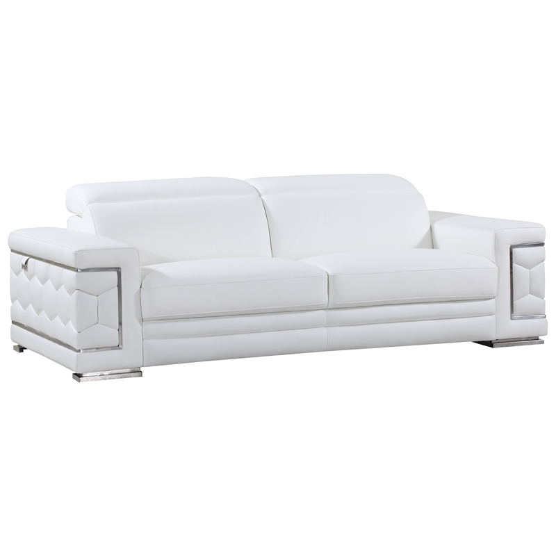 Titan Furnishings Genuine Italian Leather Sofa and Loveseat Set in White