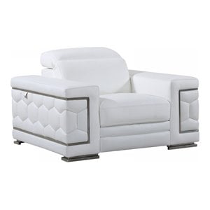 Titan Furnishings 38&quot Modern Genuine Italian Leather Chair in White