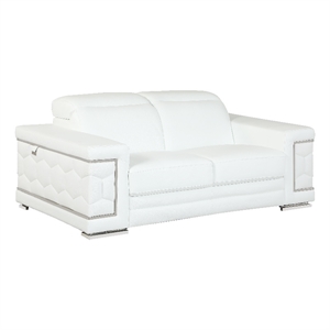 Titan Furnishings 71&quot Modern Genuine Italian Leather Loveseat in White