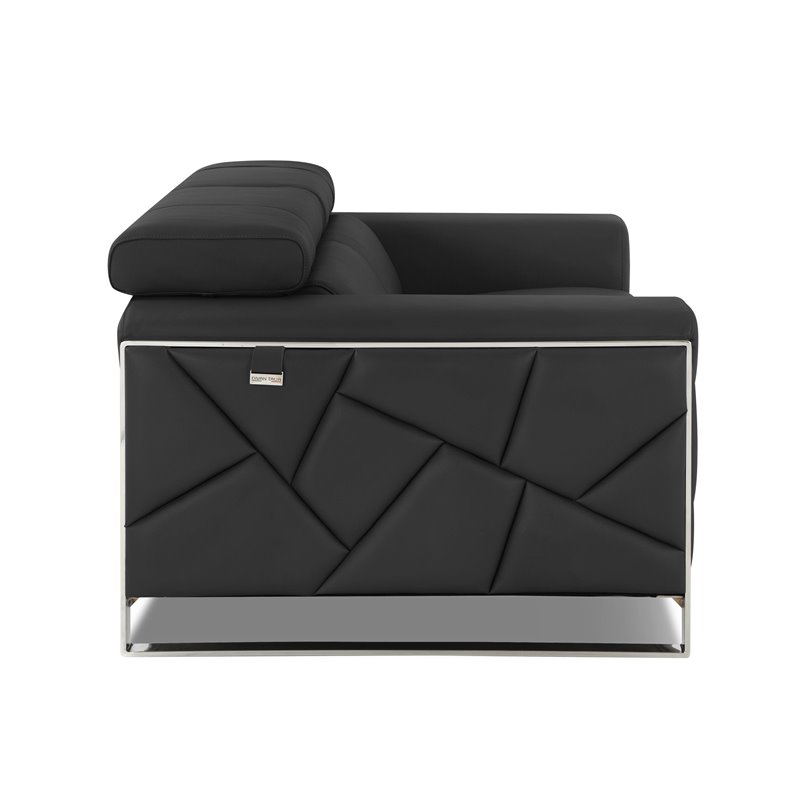 Titan Furnishings Modern Genuine Italian Leather Sofa Set in Dark Gray