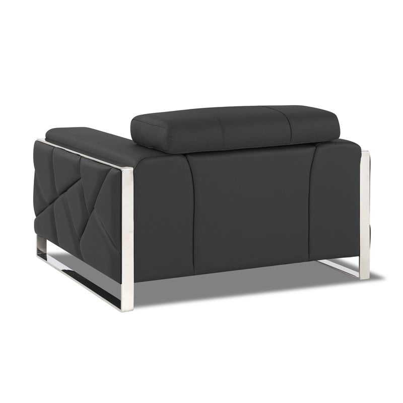 Titan Furnishings Modern Genuine Italian Leather Sofa Set in Dark Gray