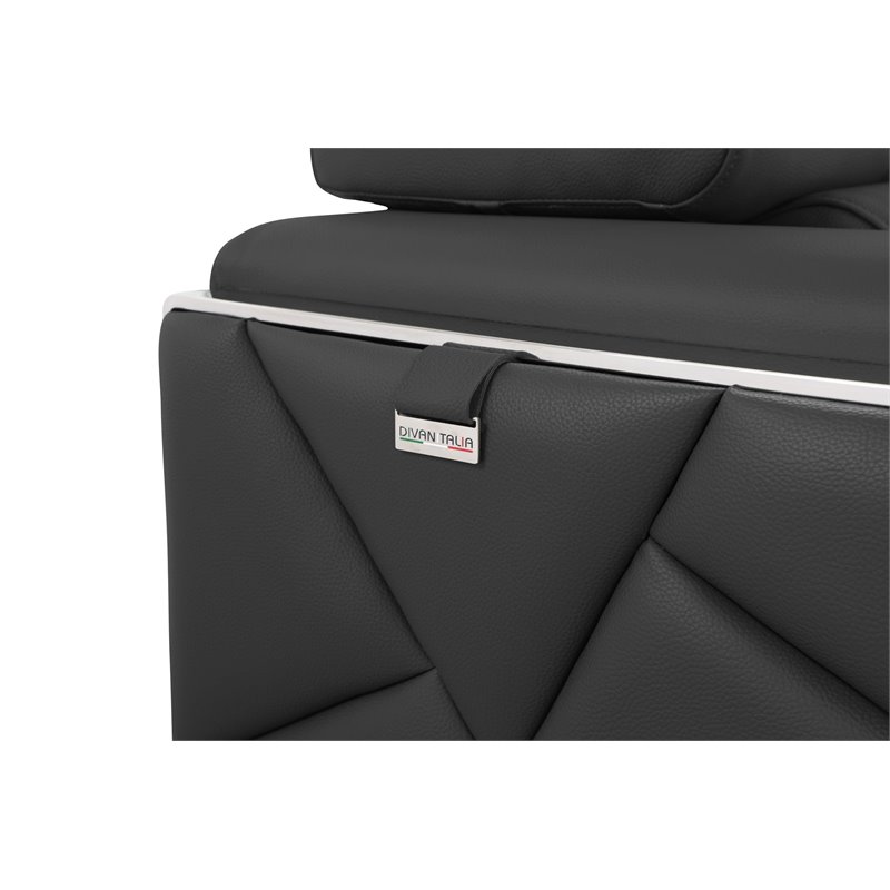 Titan Furnishings Modern Genuine Italian Leather Sofa Set in Dark Gray