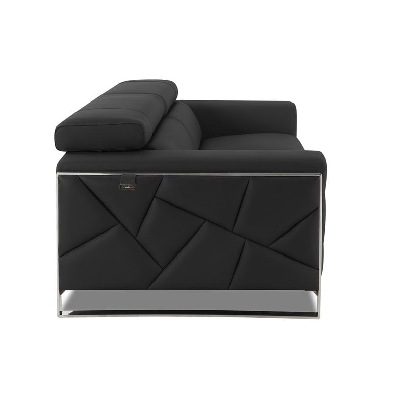 Titan Furnishings Modern Genuine Italian Leather Sofa Set in Dark Gray