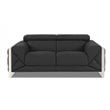 Titan Furnishings Modern Genuine Italian Leather Sofa Set in Dark Gray