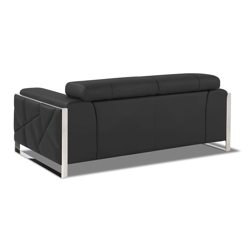 Titan Furnishings Modern Genuine Italian Leather Sofa Set in Dark Gray