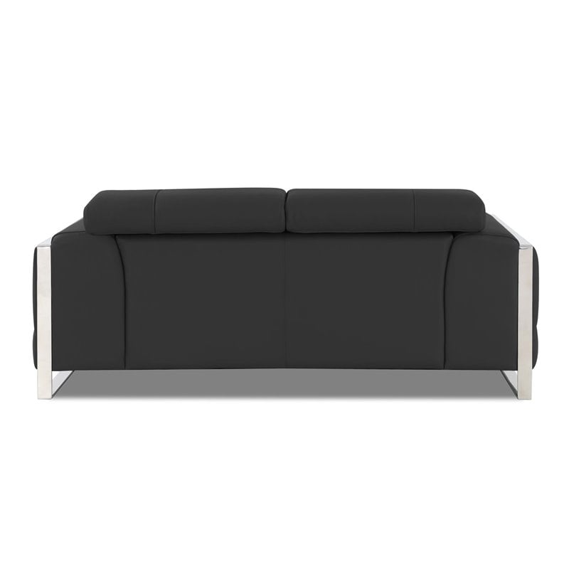 Titan Furnishings Modern Genuine Italian Leather Sofa Set in Dark Gray