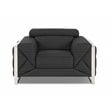 Titan Furnishings Modern Genuine Italian Leather Sofa Set in Dark Gray