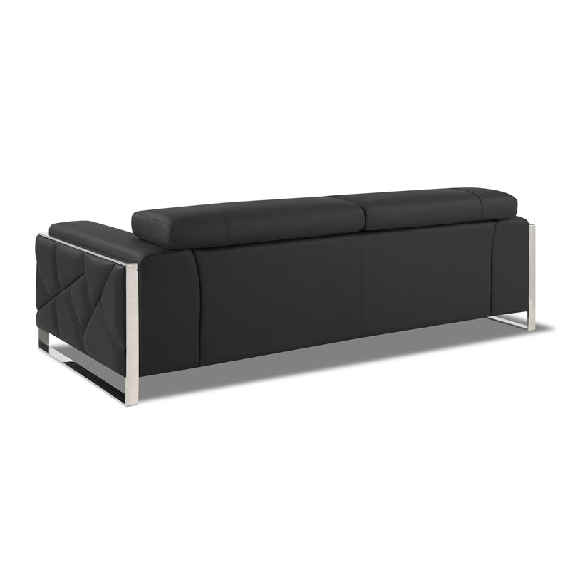 Titan Furnishings Modern Genuine Italian Leather Sofa and Loveseat in Dark Gray