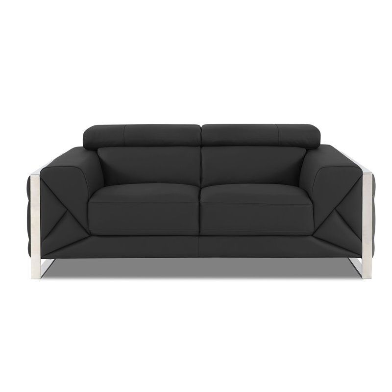 Titan Furnishings Modern Genuine Italian Leather Sofa and Loveseat in Dark Gray