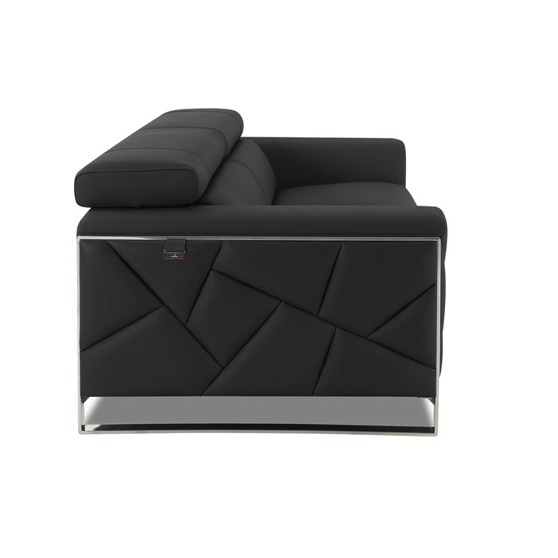 Titan Furnishings Modern Genuine Italian Leather Sofa and Loveseat in Dark Gray