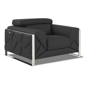 Titan Furnishings 18.5&quot Modern Genuine Italian Leather Chair in Dark Gray