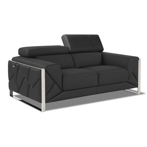 Titan Furnishings 75&quot Modern Genuine Italian Leather Loveseat in Dark Gray