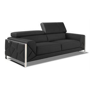 Titan Furnishings Modern Genuine Italian Leather Sofa in Dark Gray