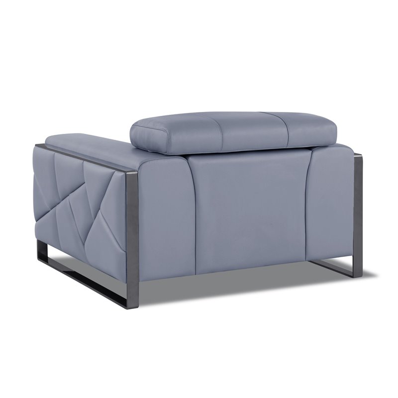 Titan Furnishings Modern Genuine Italian Leather Sofa Set in Light Blue
