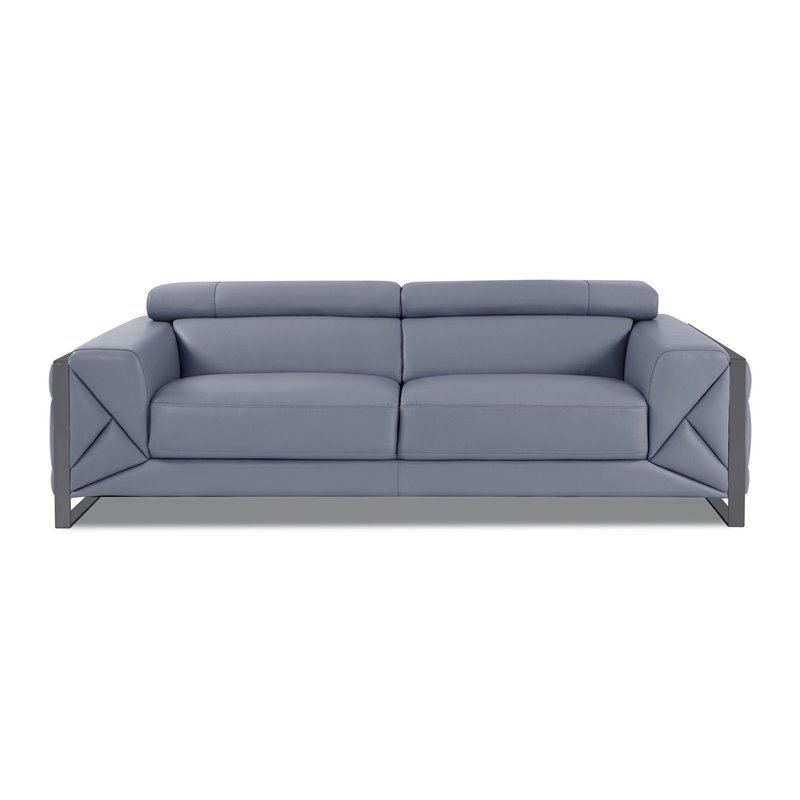 Titan Furnishings Modern Genuine Italian Leather Sofa Set in Light Blue