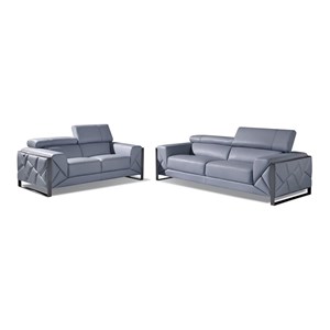 Titan Furnishings Modern Genuine Italian Leather Sofa and Loveseat in Light Blue