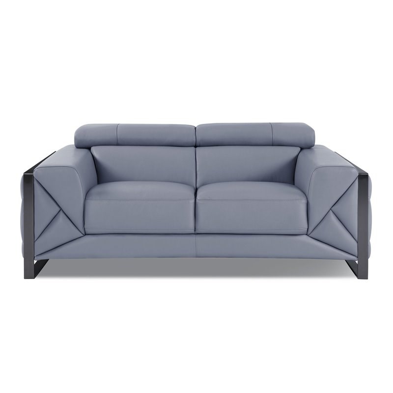 Titan Furnishings Modern Genuine Italian Leather Sofa and Loveseat in Light Blue