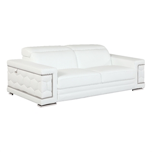 Titan Furnishings 89&quot Modern Genuine Italian Leather Sofa in White