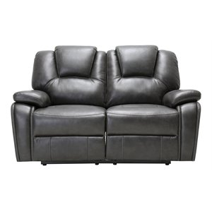titan furnishings transitional faux leather reclining loveseat in gray