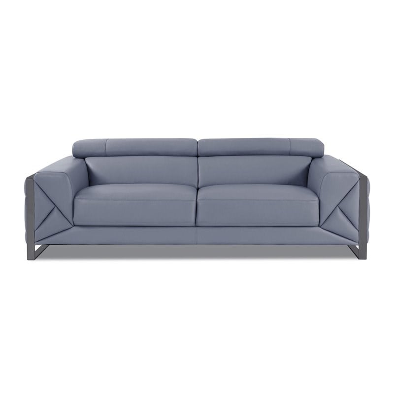 Titan Furnishings Modern Genuine Italian Leather Sofa in Light Blue