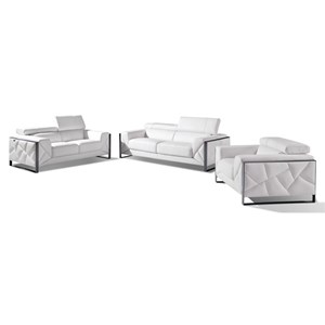 Titan Furnishings Modern Genuine Italian Leather Upholstered Sofa Set in White
