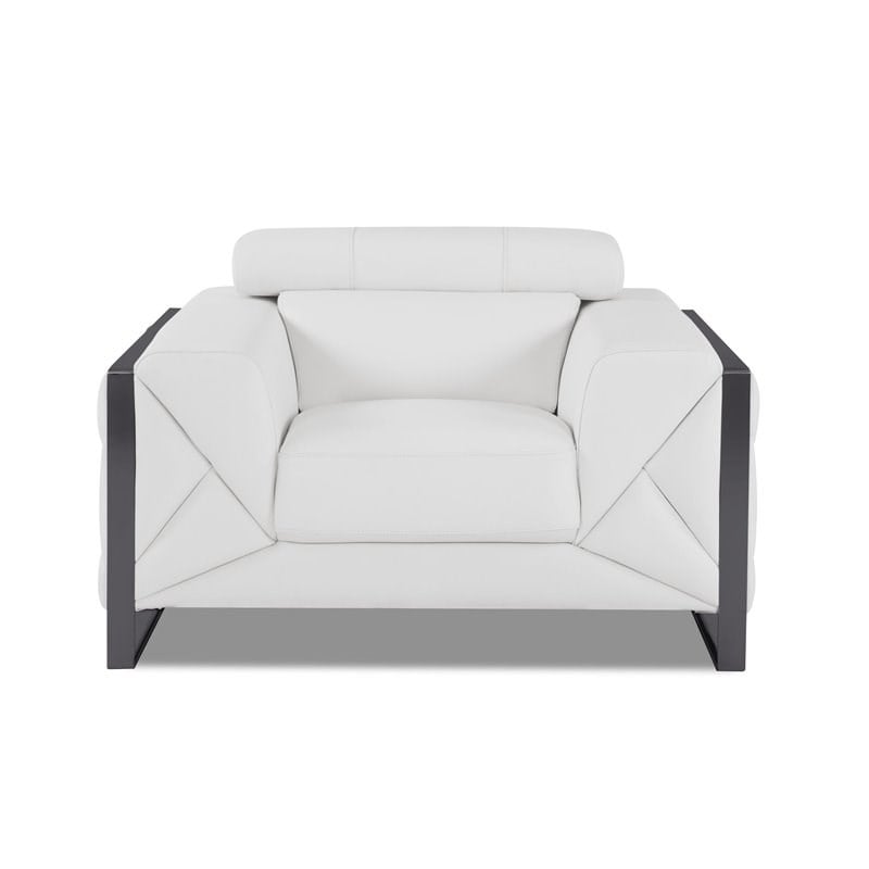 Titan Furnishings Modern Genuine Italian Leather Upholstered Sofa Set in White