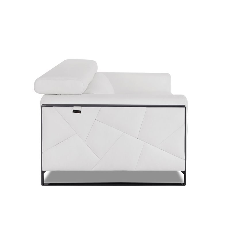 Titan Furnishings Modern Genuine Italian Leather Upholstered Sofa Set in White