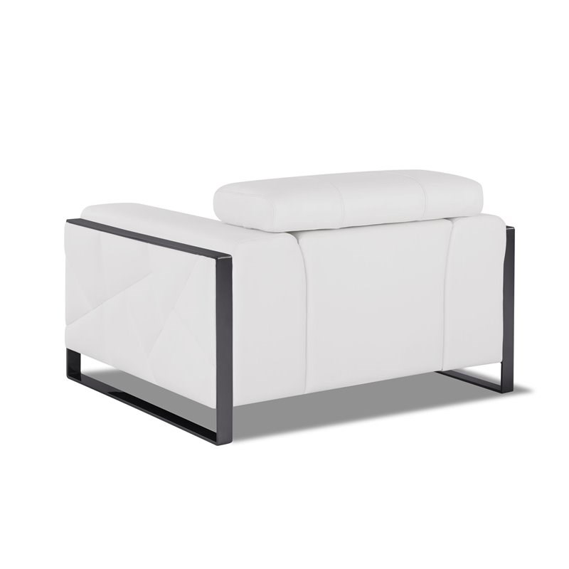 Titan Furnishings Modern Genuine Italian Leather Upholstered Sofa Set in White