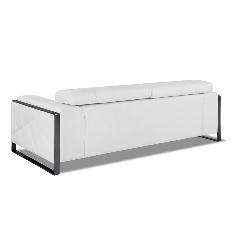 Titan Furnishings Modern Genuine Italian Leather Upholstered Sofa Set in White