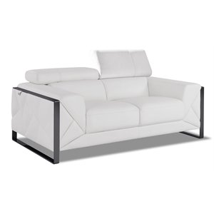 Titan Furnishings 75&quot Modern Genuine Italian Leather Loveseat in White