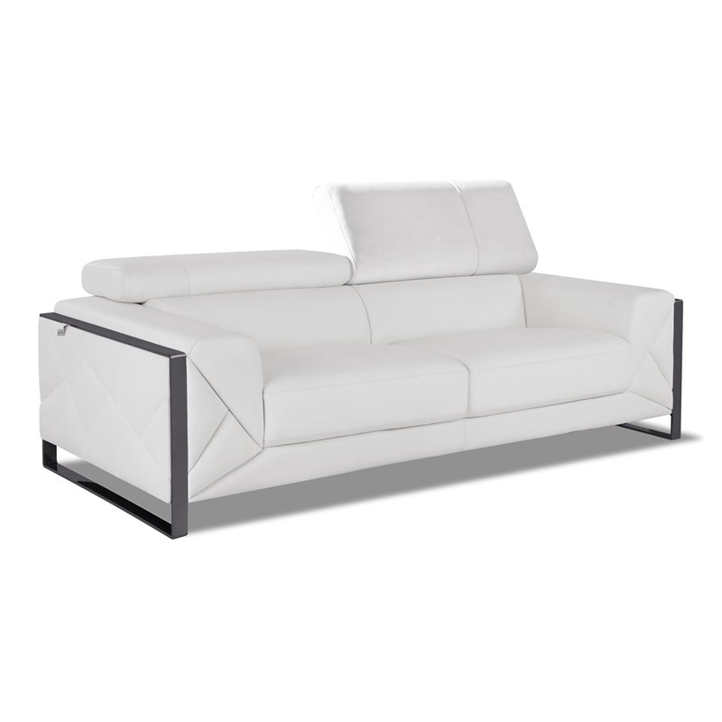 Titan Furnishings Modern Genuine Italian Leather Sofa in White