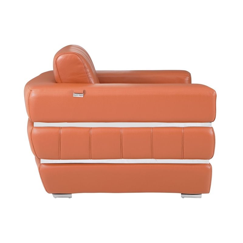 Titan Furnishings Modern Italian Leather Upholstered Sofa Set in Camel Brown