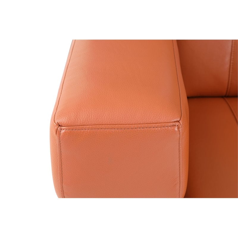Titan Furnishings Modern Italian Leather Upholstered Sofa Set in Camel Brown