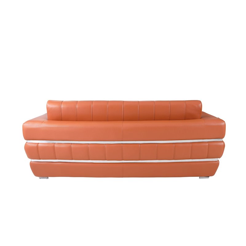 Titan Furnishings Modern Italian Leather Upholstered Sofa Set in Camel Brown