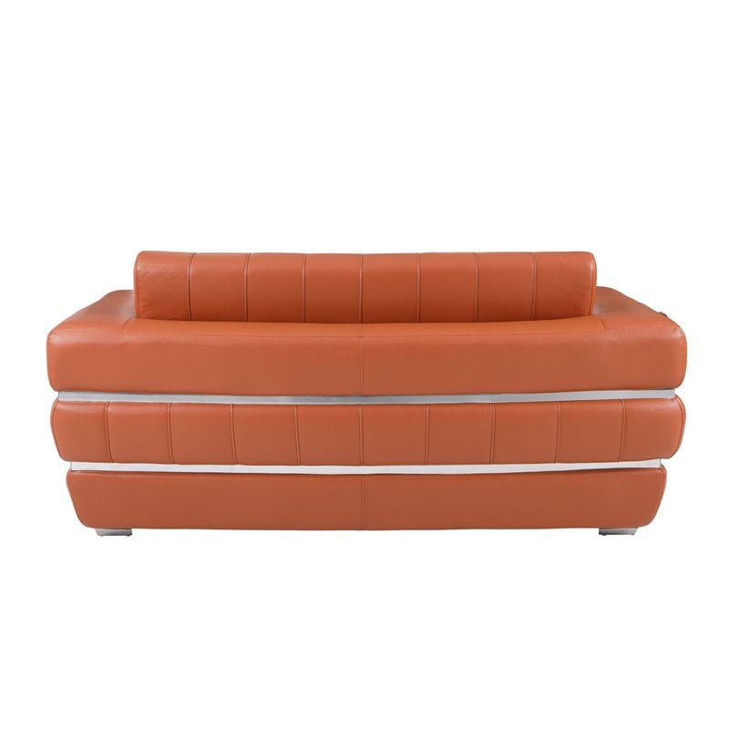 Titan Furnishings Modern Italian Leather Upholstered Sofa Set in Camel Brown