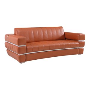 Titan Furnishings Modern Italian Leather Upholstered Sofa Set in Camel Brown