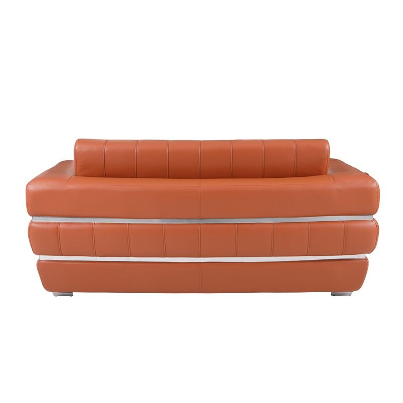 Titan Furnishings Modern Italian Leather Sofa and Loveseat Set in Brown