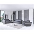 Titan Furnishings Modern Italian Leather Upholstered Sofa Set in Dark Gray
