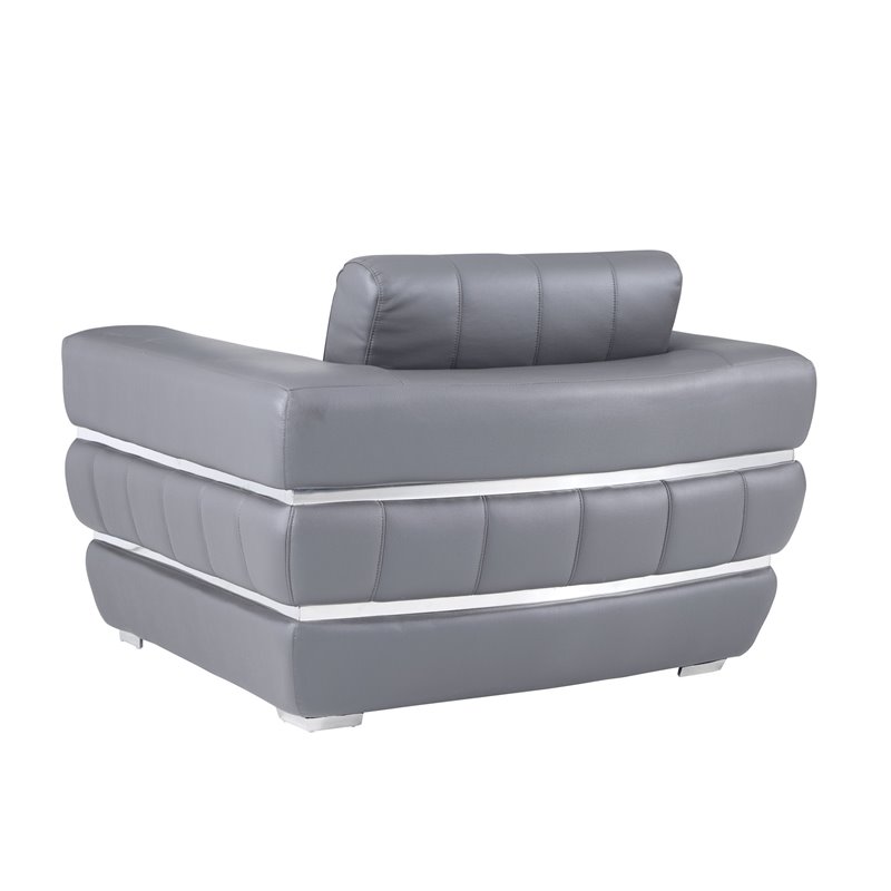 Titan Furnishings Modern Italian Leather Upholstered Sofa Set in Dark Gray